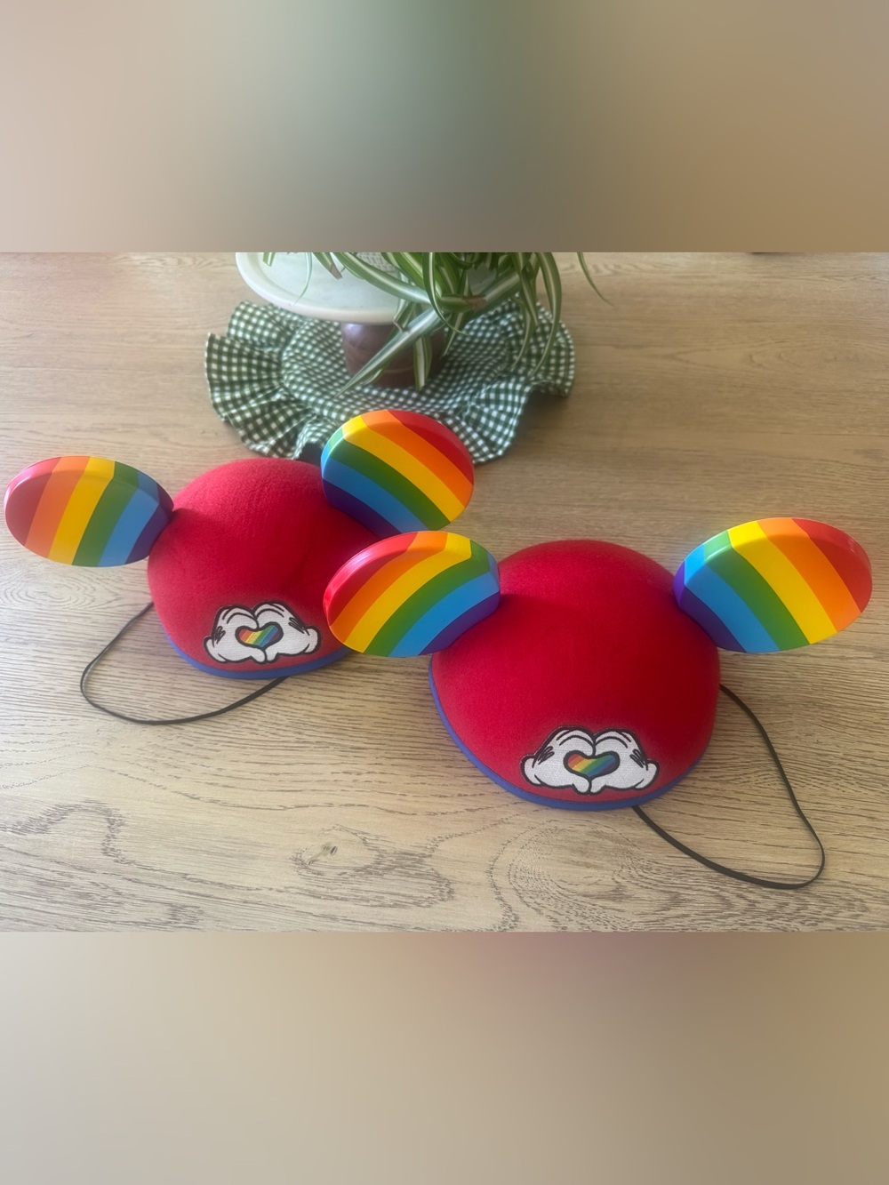 NWOT Disney Red Rainbow Ears Mickey Mouse Hats (2)